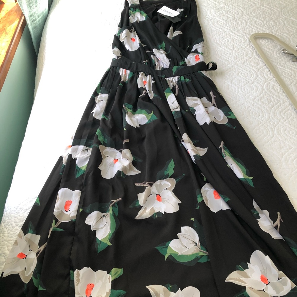 Banana Republic, silk, black floral, Dress
